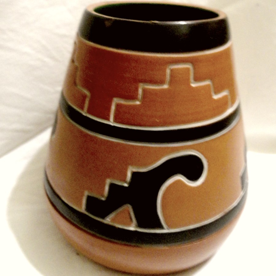Geometric Incised Clay Jar